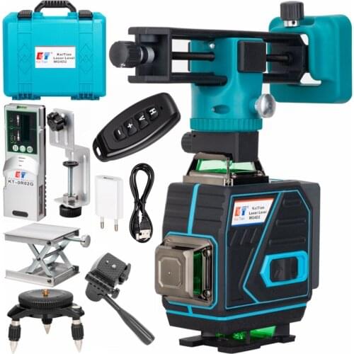 KaiTian Laser Level Receiver 16 Lines 4D Self-Leveling 360 Horizontal&Vertical Cross Super Powerful Green Line Laser 360 Battery