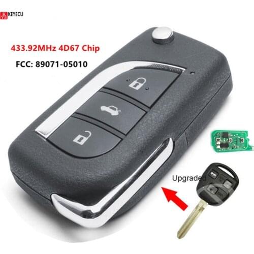 Keyecu Intelligent DIY Remote Car Key Fob 433.92MHz 4D67 Chip for Toyota Avensis 2003 2004 2005 2006 2007 2008 FCC: 89071-05010