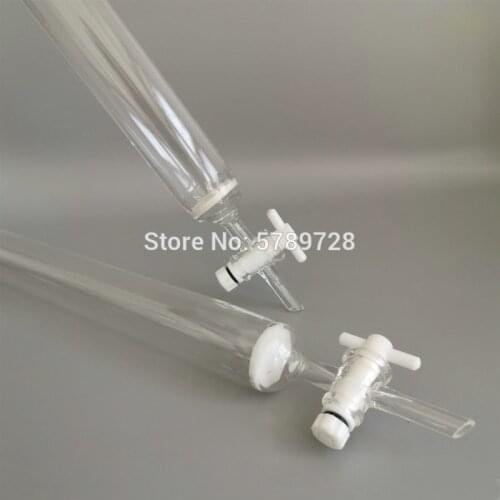 1pcs Caliber 24# glass chromatography column with tetrafluoro piston,sand core glass chromatography column with standard mouth