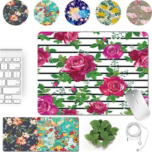 Mouse Pad PU Leather Office Laptop Computer Accessories Waterproof Non-Slip Mousepad 25x21cm Flower Pattern Series Mouse Mat