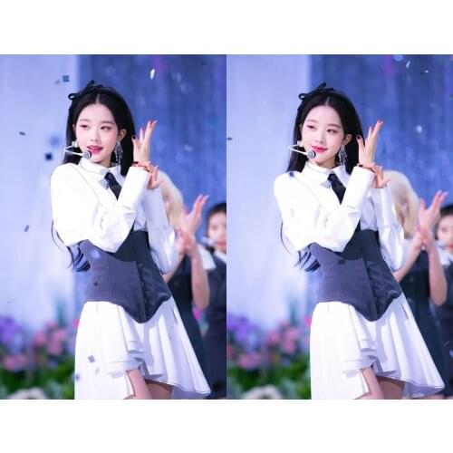 Kpop IZONE Dance Show White Sexy Loose Long Sleeve Cardigan Shirt Women Summer Fashion Lapel Solid Color Blouses Mid-length Tops