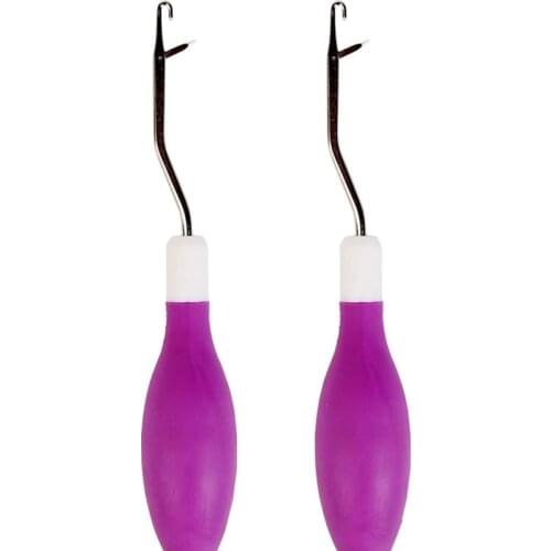 MIUSIE 2Pcs/Set Latch Hook Crochet Needle Fine Hair Extension Needle Carpets Making Repair Tool Crochet Set Braid Craft Kit