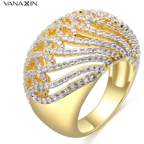 VANAXIN Fashion Rings For Women 2020 Statement Daily Life Rings Luxury Full AAA Cubic Zirconia Wide Jewellery High Quality Box