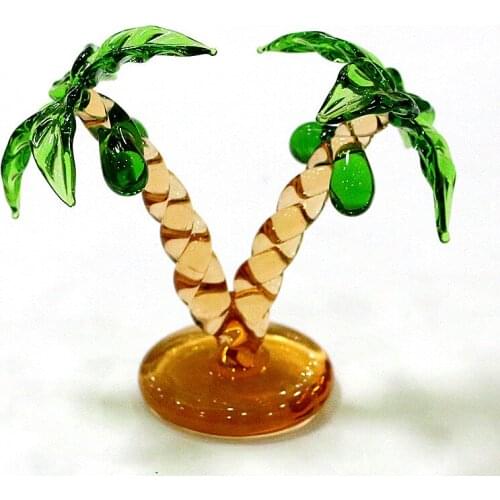 Handmade Murano Glass Coconut Tree Ornament Hawaiian Style Creative Simulation Plant Small Sculpture Collection Home Table Decor