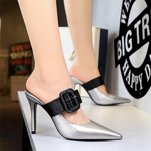 Office Shoes Women Mules High Heels Party Shoes For Women Stiletto Fetish High Heel Slippers Sexy Shoes Extreme High Heels Buty