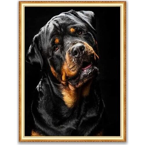 Animal Dog Rottweiler DIY 11CT Cross Stitch Embroidery Kits Craft Needlework Set Printed Canvas Cotton Thread Home Decoration