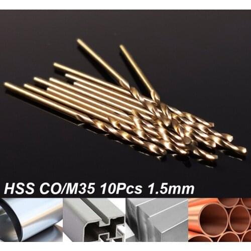 10Pcs Set 1.5MM HSS CO/M35 Twist Drill Bit Stainless Steel Hole Cutter The Whole Ground Metal Reamer Tools DIY Hand Tools Kit