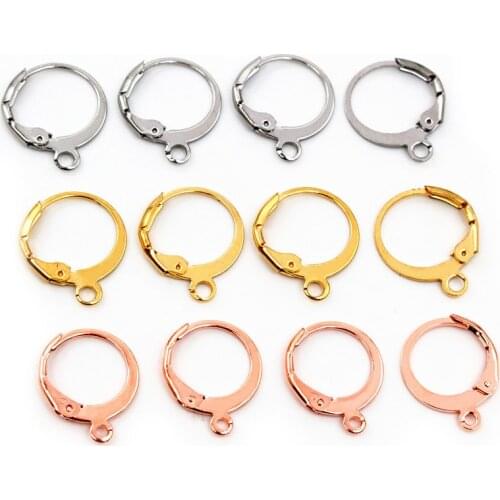 Never Fade) 14x12mm 30pcs/Lot 316L Stainless Steel Gold High Quality Earring Hooks Wire Settings Base Settings Whole Sale
