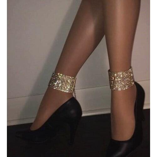 New Punk Sexy Shiny Rhinestone Anklets for Women Ethnic Ankle Chain Foot Jewelry Anklets Turkish Barefoot Party