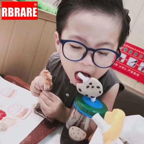 RBRARE Anti-blue Light Glasses for Children Retro Round Glasses Frame Kids Eyeglasses Retro Anti-blue Light Flat Mirror Oculus