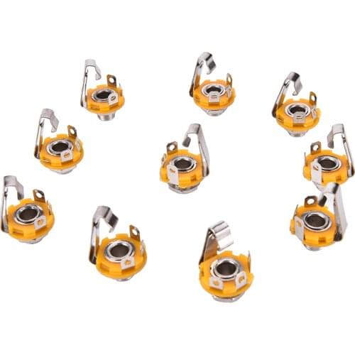 Wholesale 10 Pcs Nickel 6.35mm 1/4 Inch Mono TS Panel Chassis Mount Jack Audio Female Connector Solder