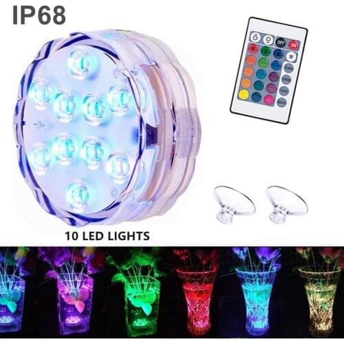 New 10 LED Diving Light Waterproof RGB Remote Control Submersible Light Underwater Night Lamp Garden Party Decoration