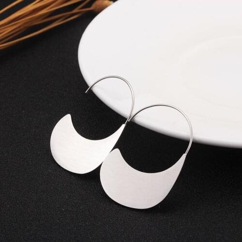 Simple Earrings Rose Gold Color Stainless Steel Moon Earrings Unique Design Fashion Jewelry for Women Gift Bijoux