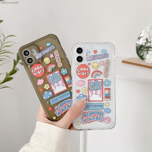 Rainbow Shockproof Transparent Silicone Case For iPhone 12 11 Pro Max 7 8 Plus XR X SE 2020 TPU Soft Cover Funda