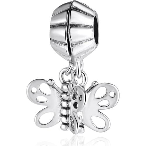 S925 Pendant DIY Jewelry Butterfly Friendship Dangle Charm fit Lady Bracelet Bangle