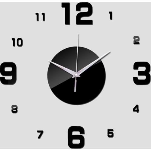 Modern top fashion digits wall clock sticker set creative clocks home decoration diy mirror acrylic glass decal living room