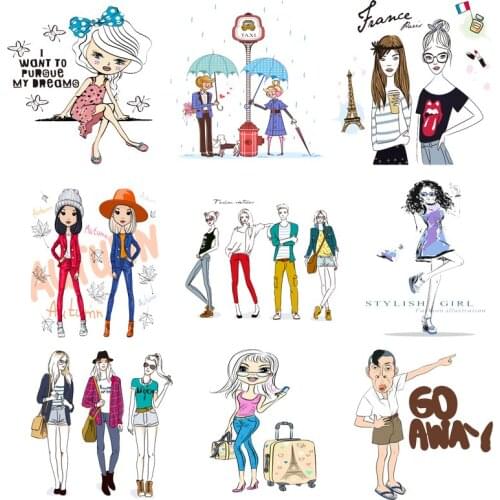 Iron on Transfer for Clothing Thermoadhesive Patches Letter Stickers Pvc Diy Fashion Girl Stripes Thermotransfer for Clothes J