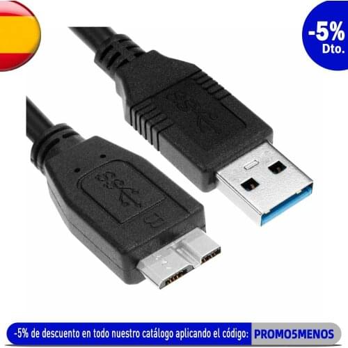 Cable USB 3.0 Type A to Micro B Male Super Speed 4,8 Gbit/s Black for Portable External Hard Drive WD Samsung Galaxy S5