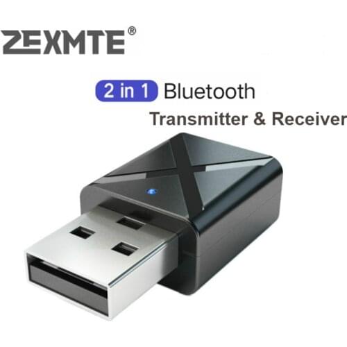 ZEXMTE 2 in 1 Wireless USB Bluetooth Transmitter Receiver for car Wireless Audio Adapter Extender for Home Stereo Speakers