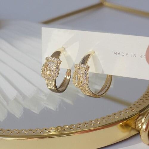 Delicate Jewelry 14K Real Plated Zircon Simple Style Geometric Stud Earrings for Women Unique Earrings