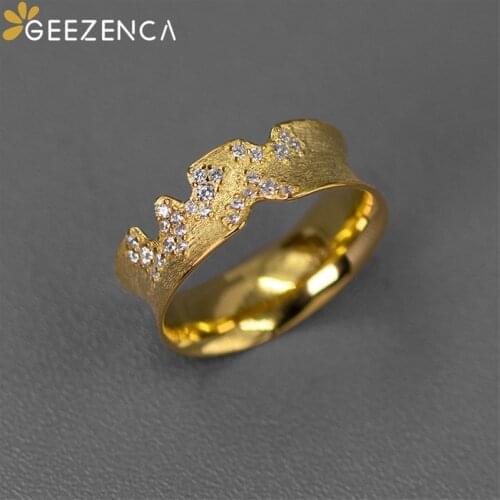 GEEZENCA 925 Sterling Silver Zircon Crown Rings For Women Original Design Simple Fashion Ring 2021 New Trend Party Gift