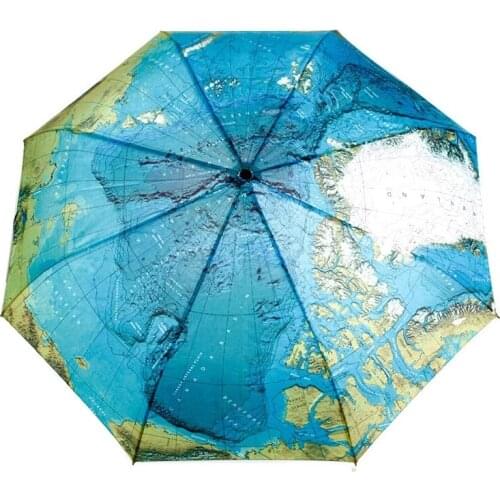 Creative World Map Automatic Umbrella For Women UV Folding Blue Ocean Land Umbrellas Rainproof Rain Sun Auto Umbrella