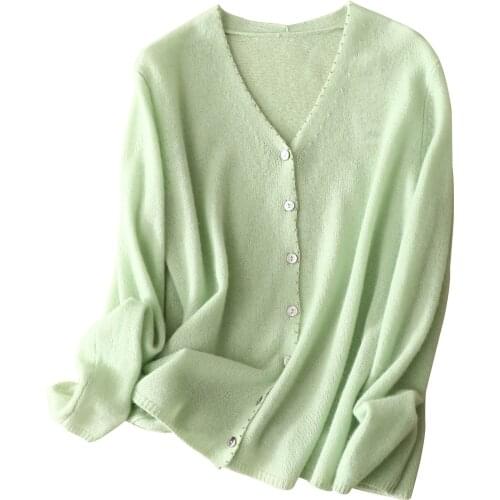 Cashmere Knitted Cardigan Autumn/winter New Elegant Sweet Comfortable Thin V-Neck High Street High Quality Woman Sweaters