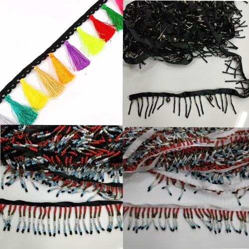 5yard Briaded Tassel Fringe Trimming Lace Ribbon Trim Lace Applique Motif Venise Tape Embossed for DIY Sewing Accessories T2206