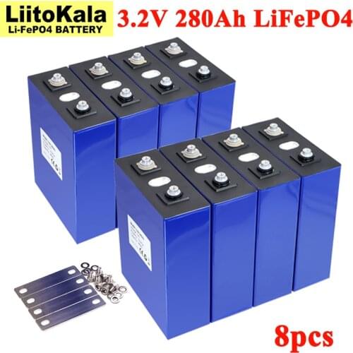 8PCS Liitokala 3.2V 280Ah lifepo4 battery DIY 12V 24V Rechargeable Batteries for Electric car RV Solar Energy storage system