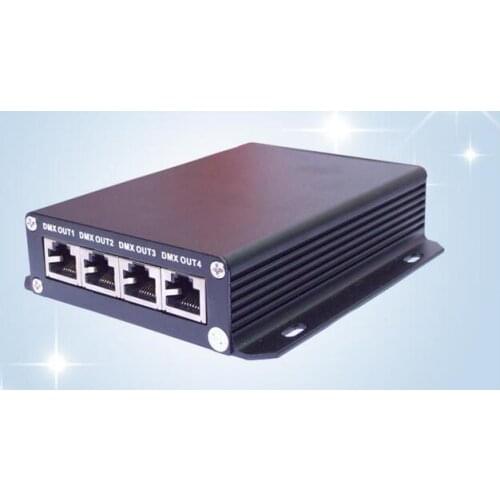 ArtNet to DMX Converter;1 x Ethernet input, 4 x DMX output;2048DMX channels,compatible with Madrix AND Arkros software