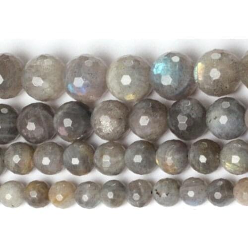 6-12mm Round Faceted Gray Blue Rainbow Labradorite Beads Natural Stone Beads For Jewelry Making Beads Bracelets 15'' DIY Beads