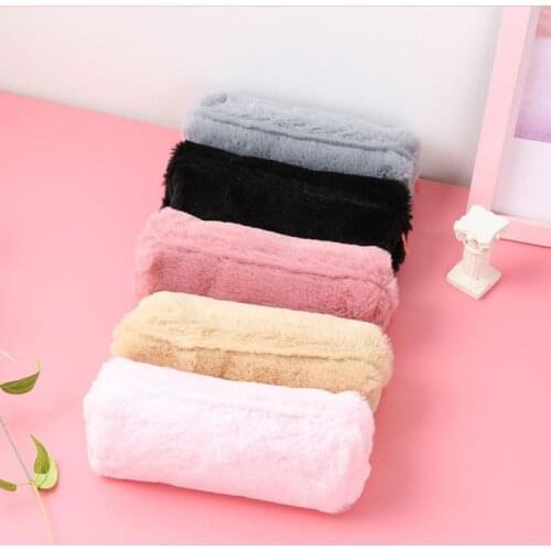 Pencil Case Plush Zipper Stationery Pencil Case Large Pencil Bag Make Up Organizer Storage Pouch Makeup Brush Bag Home Gadget