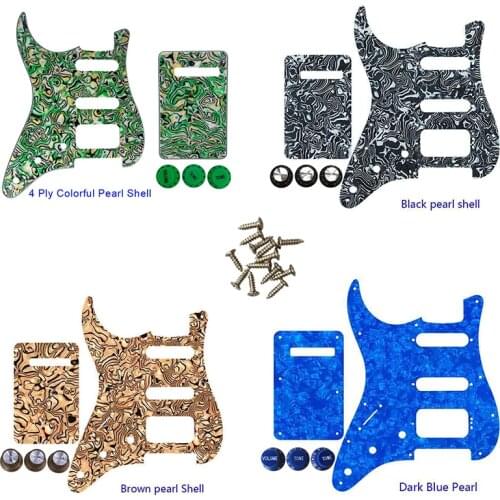 Guitar Parts -For US Fd Left Handed 11 Screw Holes MIM Start SSH Humbucker Guitar Pickguard & Back Plate & Control Knob