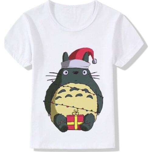 Children Christmas Present Totoro Design Funny T shirt Kids Baby Cartoon Clothes Boys/Girls Summer Short Sleeve T-shirt