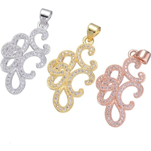 DIY Fine Jewellery Making Supplies Womens Fashion Accessories Inlaid Zircon Copper Flower Pendants For Making Bracelet Necklace