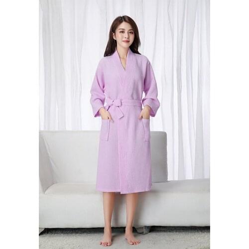 Summer waffle bathrobe couple bathrobe bathing water absorbent men and women night gown hotel beauty salon can wear thin bath to