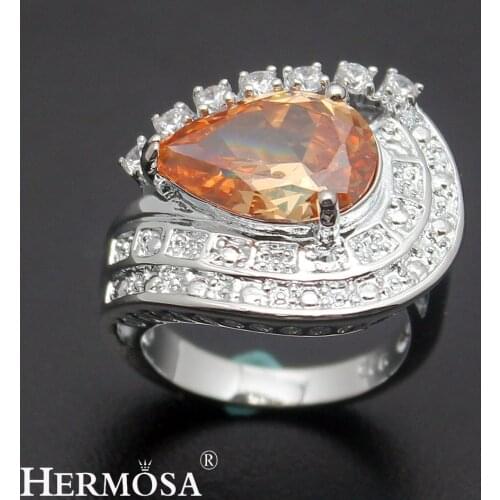 Hermosa Lady Design Orange Morganite Luxury Elegance Romantic Womens Ring Size 6# HERMOSA MOTHERS DAY HOT