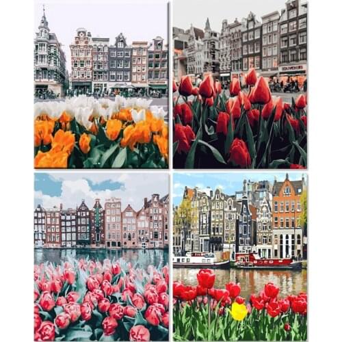 Gatyztory Flower Painting By Numbers Kits For Adults Handmade Unique Gift 40x50cm Frame DIY Canvas Picture Hand Painted Home Dec