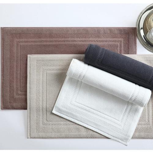 High-End Hotel Decorative Floor Mats Grey Black White Rectangle Solid Color Rugs Cotton Terry Carpet Bathroom Anti-Slip Jacquard