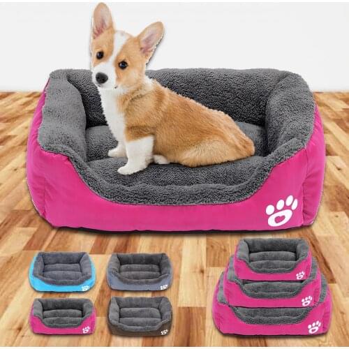 Dog Bed House Warm Paw Print Puppy Mat Waterproof Pet Sofa Soft Fleece Small Dog Beds for Small Medium Dogs Bull Terrier