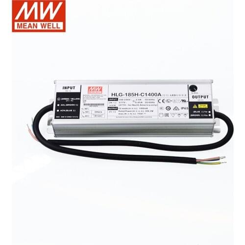 MEAN WELL HLG-185H Series 500mA 700mA 1050mA 1400mA 185W Rain-proof Single Output Adjustable LED Lighting Switching Power Supply
