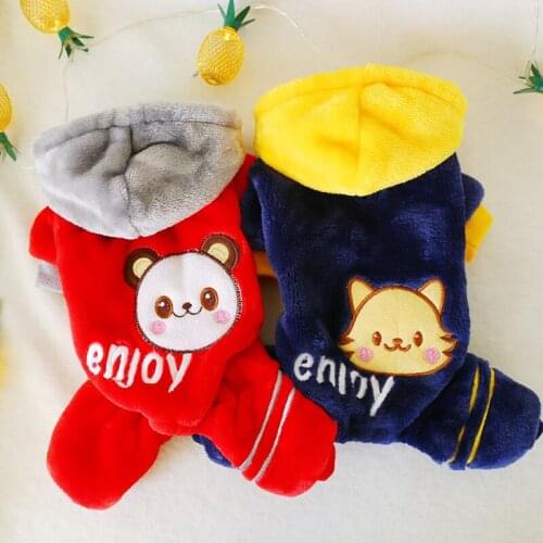 Soft Cat Dog Clothes Fleece Puppy Chihuahua Clothing Warm Coat Jumpsuit Dog Costume Hooded Pajamas for Small Medium Dogs Cats