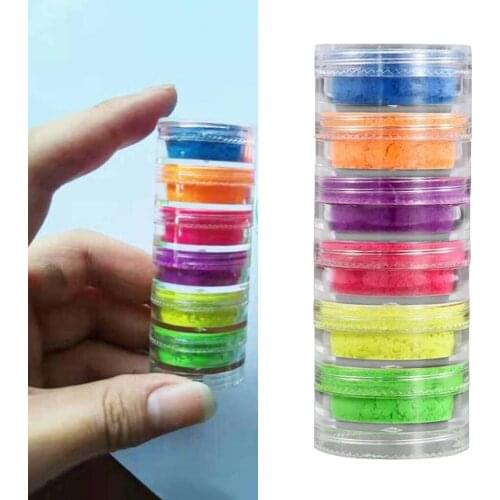 Neon Phosphor Pigment Powder Set Fluorescent Nail Matte Eye Powder Manicure Decoration Nail Art Dust Pigment