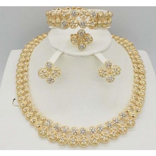 New Fashion dubai jewelry set African beads jewelry nigerian jewelry set for women necklace earrings ring wedding set