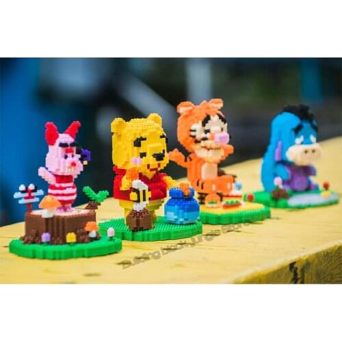 New Disney series Winnie the Pooh Tigger Piglet Eeyore Diamond Block Puzzle Assembled Childrens Toy Gift