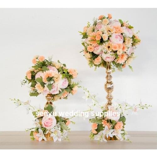 New style new tall gold metal flower stand wedding centerpieces for weddings senyu0407