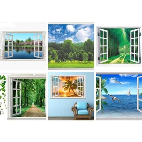 Diamond embroidery window,landscape sea,full,square,painting rhinestones,diamond mosaic,diamond painting window