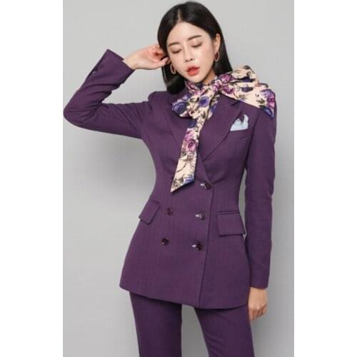 Autumn Korean women blazer set Office lady Suit pant suits for women elegant OL womens suit blazer and slim pants Two-piece set