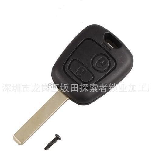 By DHL/Fedex 500pcs replacement 2 Buttons Uncut Blank Blade Remote Car Key Fob Shell Case For Peugeot 107 207 307 407