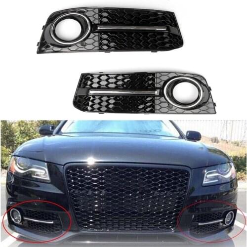Car Front Bumper Fog Light Comb Grilles Grill for A4 B8 2009-2012 Left/ Right ABS Plastic Car S4 Styling Parts